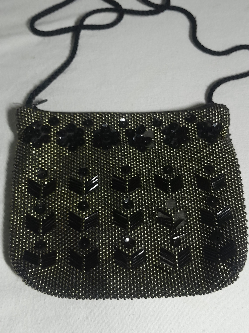 Embellished Black Beaded Crossbody Bag